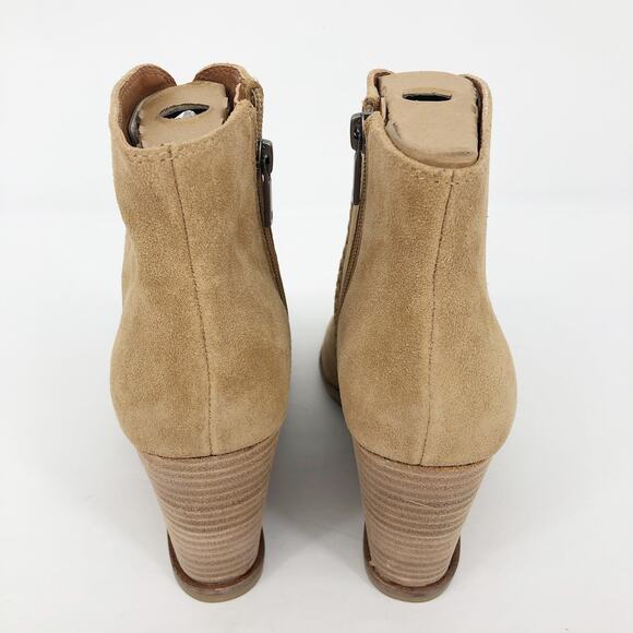 Lucky Brand Womens Lureli Wedge Booties 7.5 Tan Peep Toe Suede NWOB - Picture 8 of 10